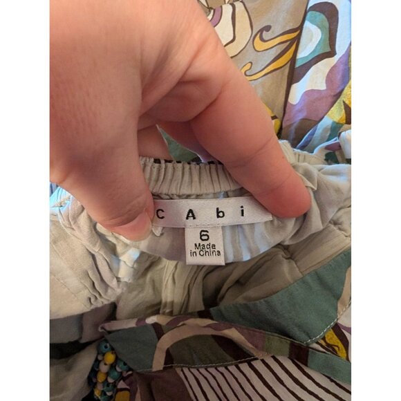 Cabi Multicolor Patchwork Print Beaded Lined Sundress Size 6 Festival, Boho - Picture 3 of 4